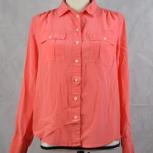 J. CREW Factory Blouse Long Sleeve Coral Size S